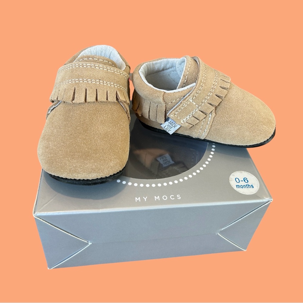 My Mocs Tan Baby Moccasins 0-6 Months